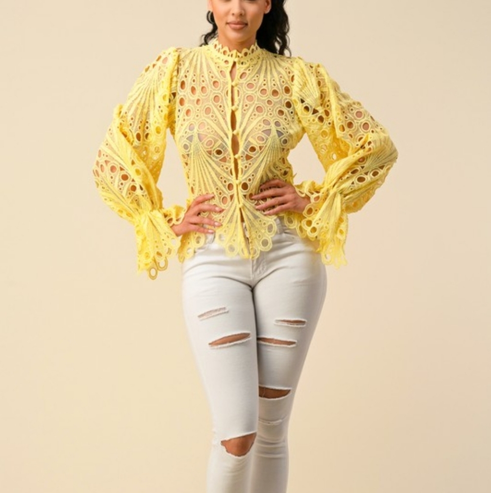 Lace Blouse (Canary Yellow) 💛Price Firm💛